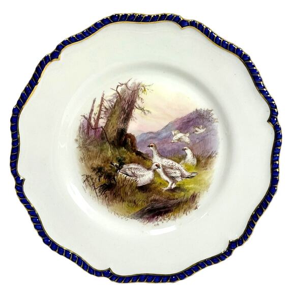 Antique Royal Worcester 1898 George Johnson Hand Painted Game Bird China-17 Pcs - Picture 9 of 16
